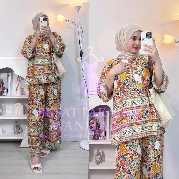 Celana setelan Wanita Hightwaist Rayon Premium Bumil Busui Friendly Baju Katun Panjang Dewasa Kulot 