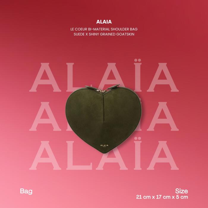 ALAIA Le Coeur Bi-Material Shoulder Bag Suede x Shiny Grained Goatskin (100% Authentic Original)