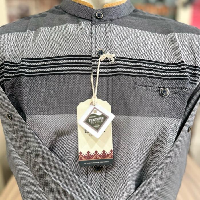 Kemeja Panjang Pria Emba Classic Grey Elegan untuk Ied dan Santai Muslim Koko - Katun, Atasan, Dewas