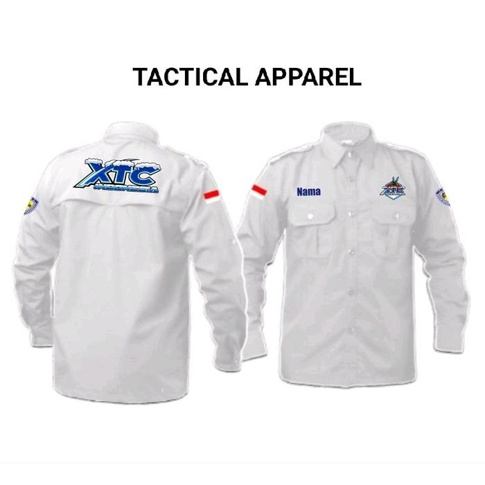 Kemeja PDH Lengan Panjang XTC (Bisa custom logo) Baju Bordir Kerah Nyaman Basic Pria