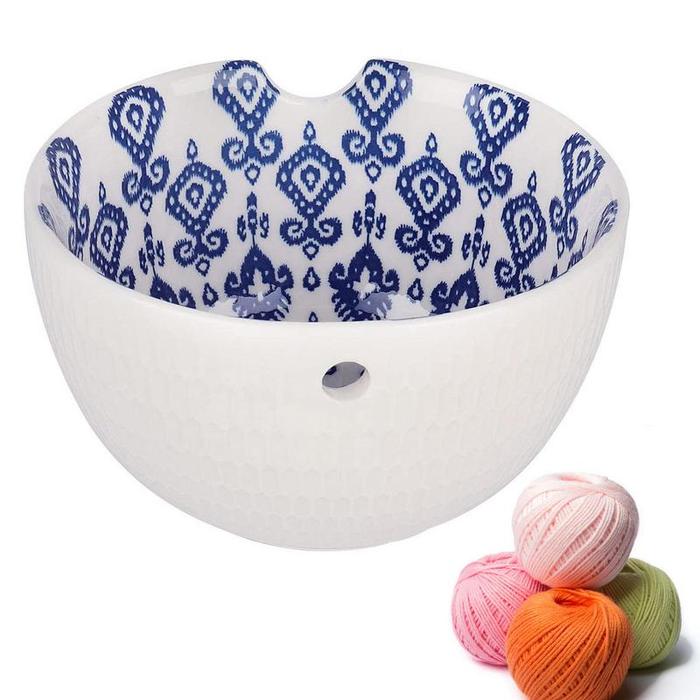 Ceramic Yarn Bowl Round Ceramic Yarn Storage Bowl For Crocheting
