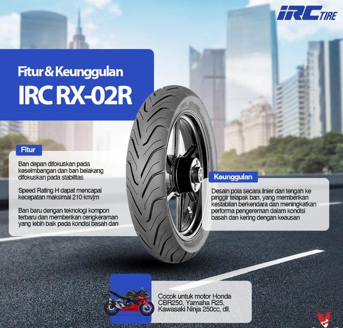 SNI Ban IRC 140/70-17 MBR110, RX02, GP211, RX01R Ban Motor TUBELESS CBR 250, NINJA 250, MT15, MT25, 