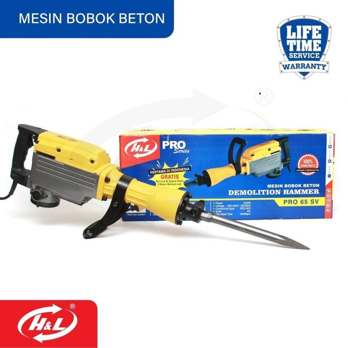 Mesin Bor Bobok Tembok Beton Demolition Hammer H&L PRO 65 SV