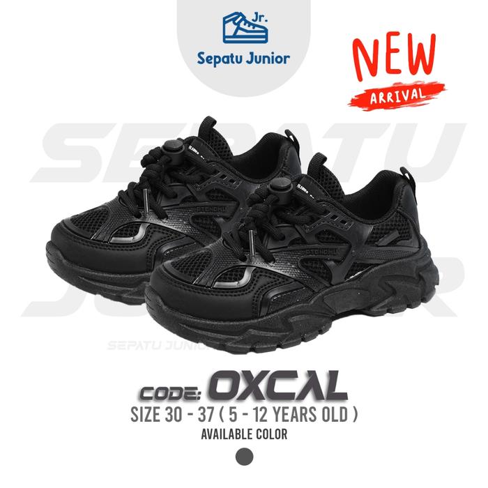 SepatuJR - Sepatu Hitam Anak Sekolah SD Cowok dan Cewek Model Tali Serut Umur 5-12 Tahun Unisex Code