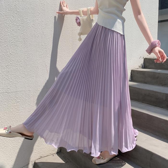 [LARISS] Rok setengah panjang yang elegan dan sederhana, warna murni, angin manis, setengah panjang 