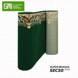 Karpet Lantai Masjid Mesjid Meteran Tebal 17mm Super Mosque Warna Hijau Polos