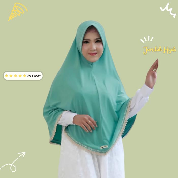 Jamilah Hijab L100 Renda Picot Jilbab Instan Renda Jilbab Kerudung Instan Jumbo XL
