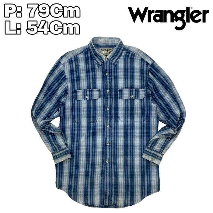 B186 Kemeja Outdoor Casual Wrangler Vintage  Flannel Hem Wool