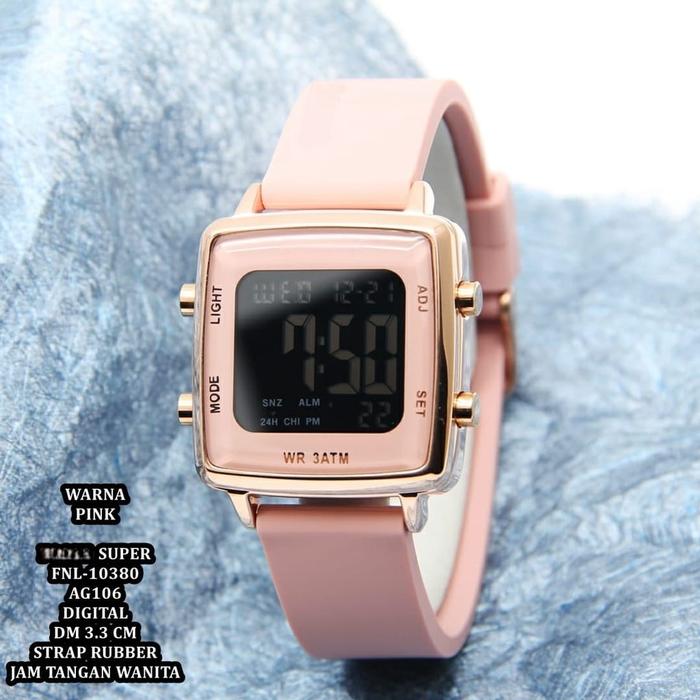 ( BISA COD ) JAM TANGAN WANITA FOSSOL / FOXXIL 9351 RUBBER DIGITAL LAMPU LED BACKLIGHT TANGGAL AKTIF