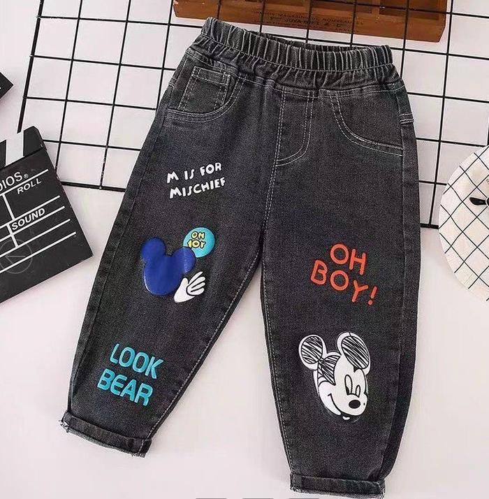 Pants boys mischief look bear mouse / Celana Jeans Panjak Anak Laki Laki