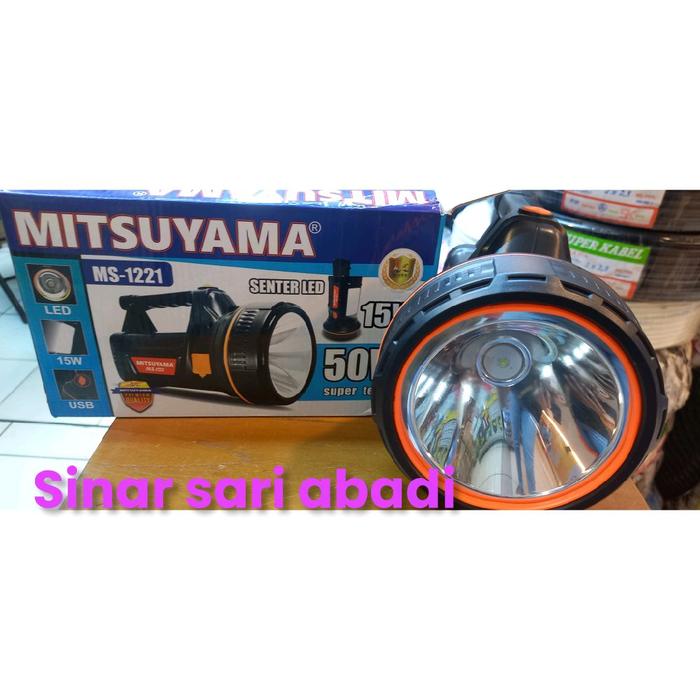 Senter 50Watt Jumbo Super Terang Cahaya Putih / Senter LED Lampu Samping 15Watt Mitsuyama MS-1221