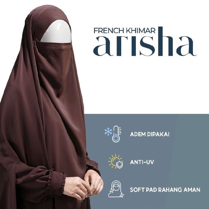 French Khimar FK Arisha Softpad Freehand Anti UV - Khadijah Indonesia #ayranashwa #khadijahindonesia