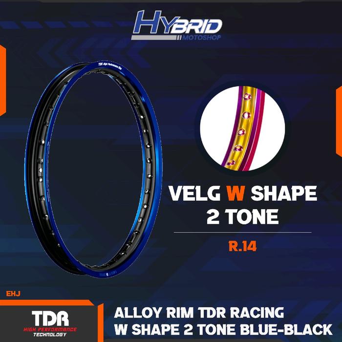 Velg Tdr Racing W shape 2Tone Ring 14  140 & 160 depan + belakang 1 set