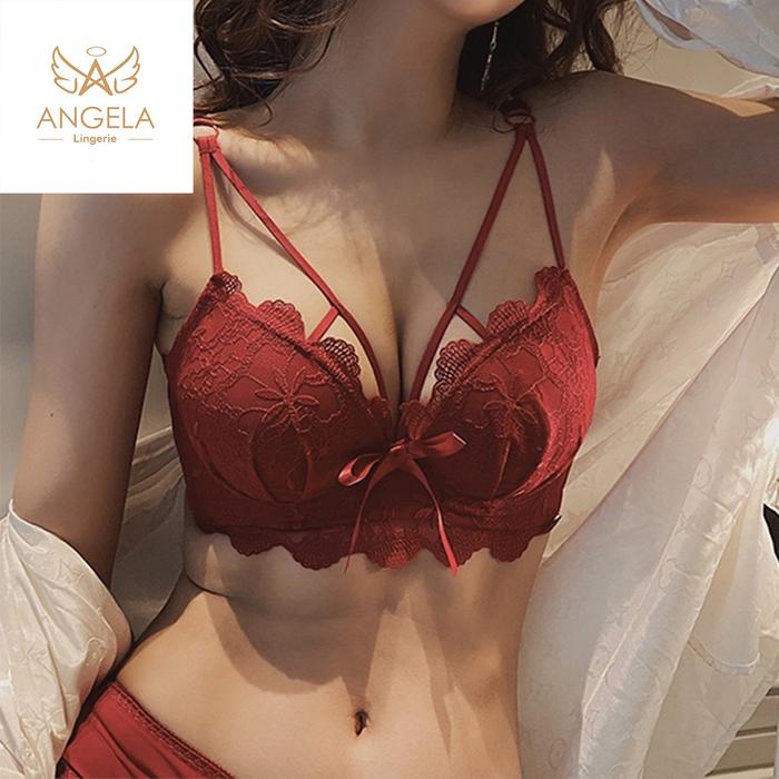 ANGELA PREMIUM JAPAN Cynthia Bra BH Push Up Set Tanpa Kawat Celana Dalam Wanita Bikini Sport Beha Li