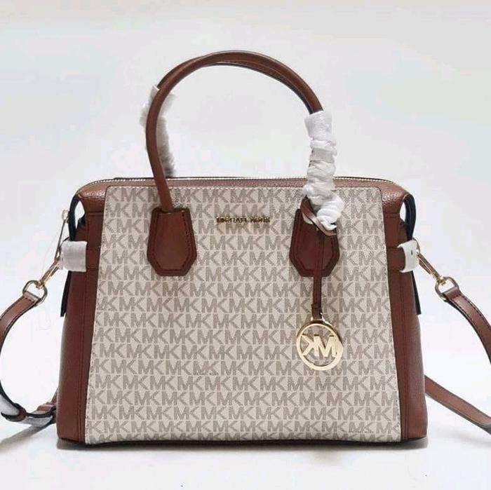Ready Mk Mercer Medium Belted Satchel Shoulder Crossbody Bag Sign. Vanilla