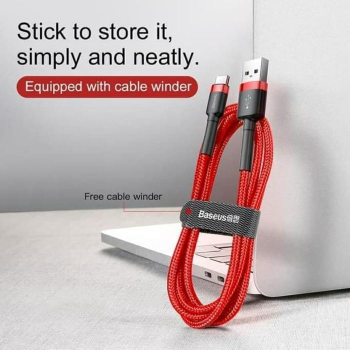 Baseus Cafule Cable Usb For Type-C 3A 1M 1M Catklf-B91 Merah Hitam Promo