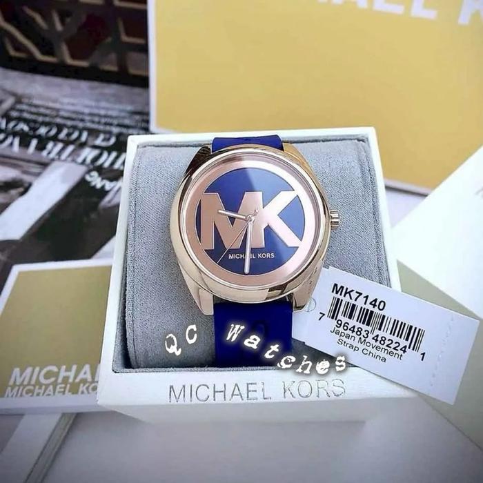 MK Janelle Three-Hand Blue Dial Blue Rubber Strap Watch MK7140