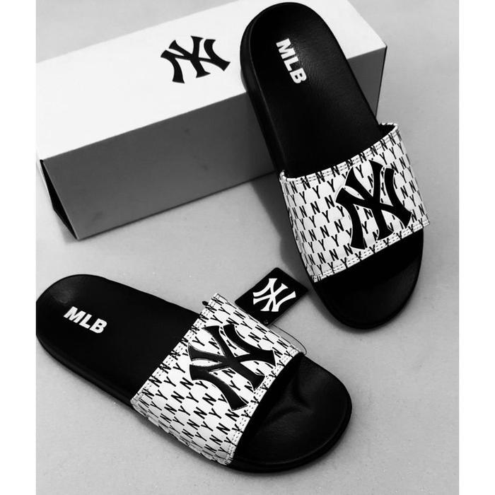 Sandal Slop NY Mlb Pria Wanita Sandal Slip On NY Mlb Sandal Slide Karet NY Mlb Terbaru - NY PUTIH, 3
