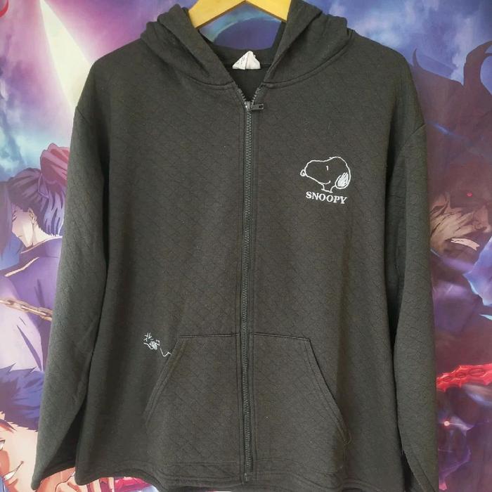 Snoopy Peanuts Grey Zipper Hoodie Official Cartoon Anime Hoodie Jaket Anime Original Second Japan Ko