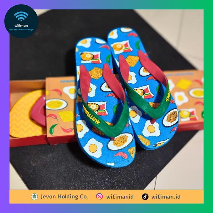NEW Swallow Indomie Merah Biru - Sandal limited edition