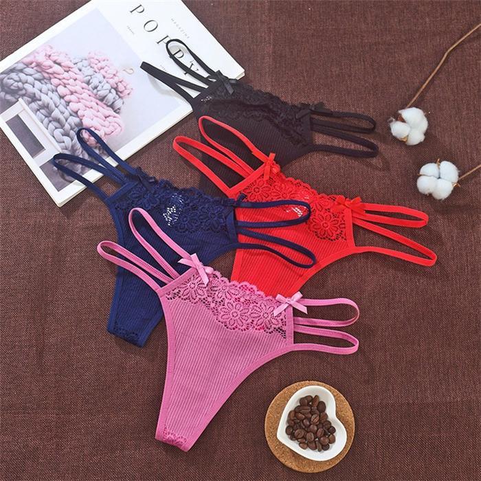 PREMIUM Celana Dalam Wanita Renda Transparan seksi dua tali G String C2260