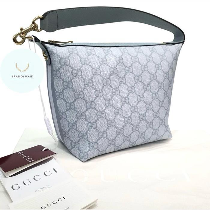 GUCCI GG SUPREME OPHIDIA SHOULDER HOBO HANDBAG BEIGE BABY BLUE
