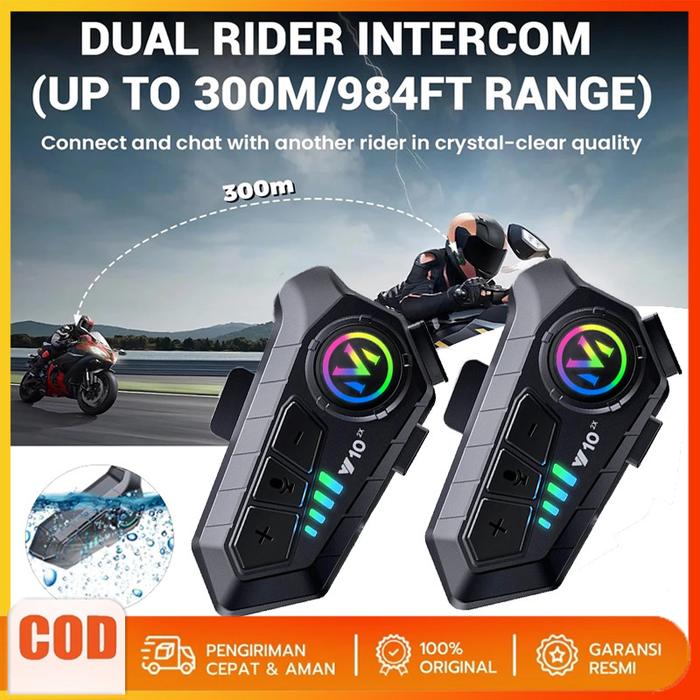 [COD] Y10-2x Intercom Helm Motorcycle Interkom Bluetooth 5.3 Radio FM Interkom Helm 2 Rider Helmet D