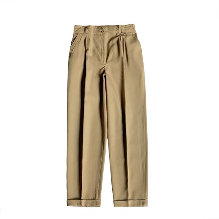 Christian Dior active waist high rised cuffed women trousers tan relaxed taper fit pants celana