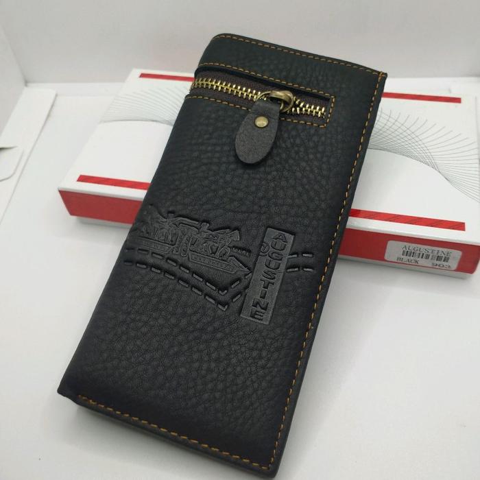 Dompet Lipat Kartu Panjang Kulit Sapi Model Sleting Luar Augustine - Pria, Uang