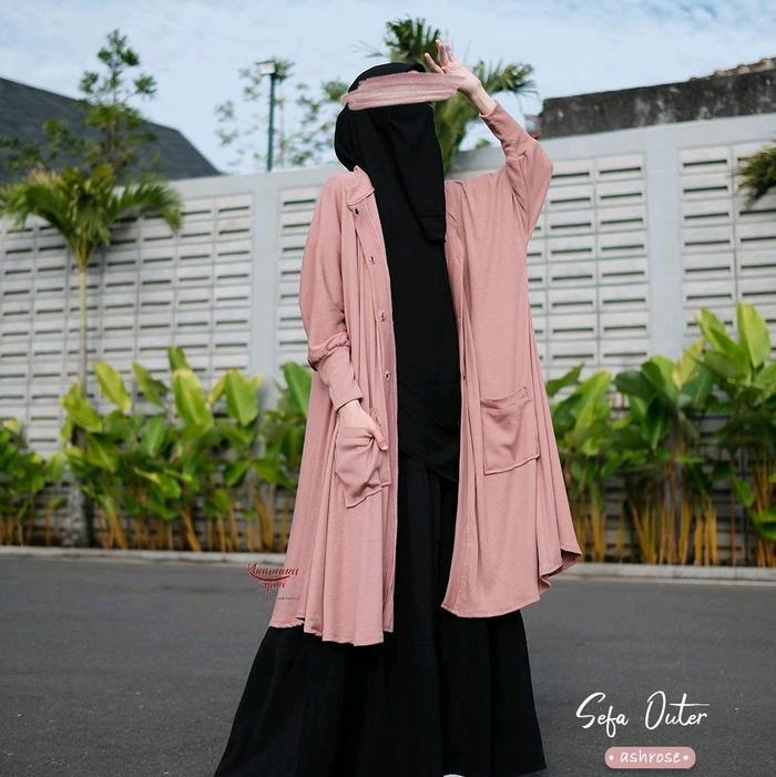 SEFA KNIT LONG OUTER PREMIUM SYARI BY KHUMAIRA Cardigan Kancing Batwing Casual Cantik
