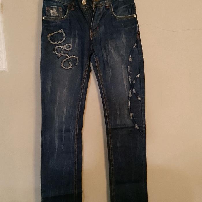 D&G Jeans Vintage ORI Made ITALY Celana Jeans Pria Wanita Model Ripped & Logo D&G