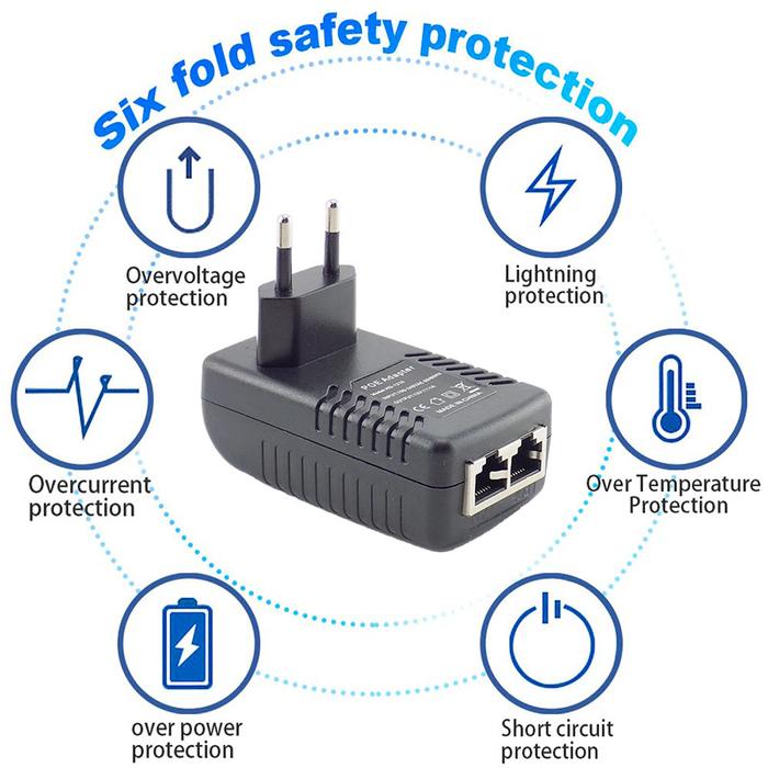 Adaptor POE LAN Injector DC 12V 1A 2A EU Plug Untuk Htb Netlink Totolink Tplink Media Converter Cctv