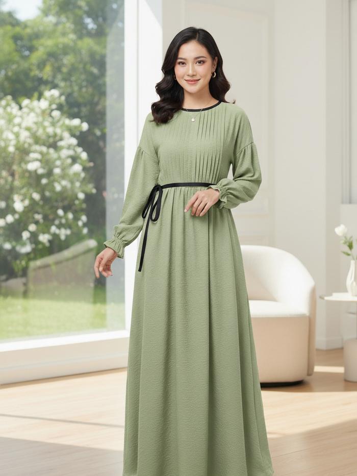 Gamis Wanita Bahan Cey Emboss Premium Daily Look Anggun - Gamis Wanita Lebaran 2026 Terbaru