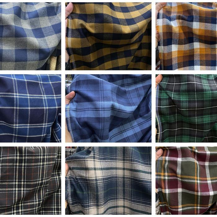 Ready Kain Katun Flanel Kotak Bahan Flanel Meteran Kain Katun Flanel