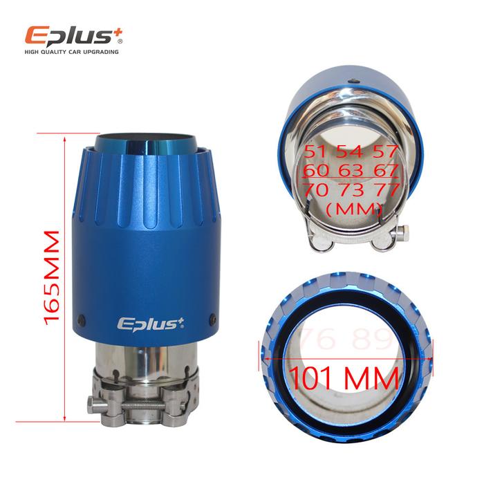 EPLUS Aluminium Mobil Pipa Knalpot Muffler Tip Universal Biru Muffler