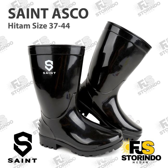 Sepatu Boot Pendek SAINT ASCO Hitam Boots Karet Lentur Anti slip & air Medan, Aceh, Padang, Riau, Ja