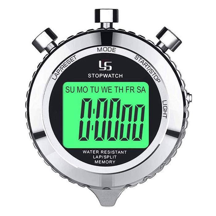 YS Digital Stopwatch Timer Metal Stop Watch with Backlight, 2 Lap Stopwatch Timer for Sports Competi