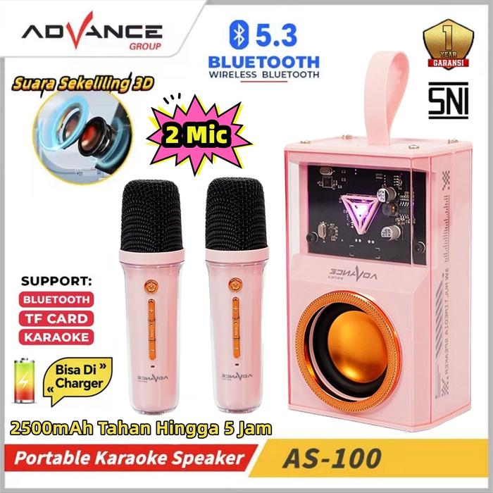 【Garansi 1 Tahun】Advance Speaker Bluetooth 2Mic Wireless Microphone Bluetooth Karaoke Speaker Full B