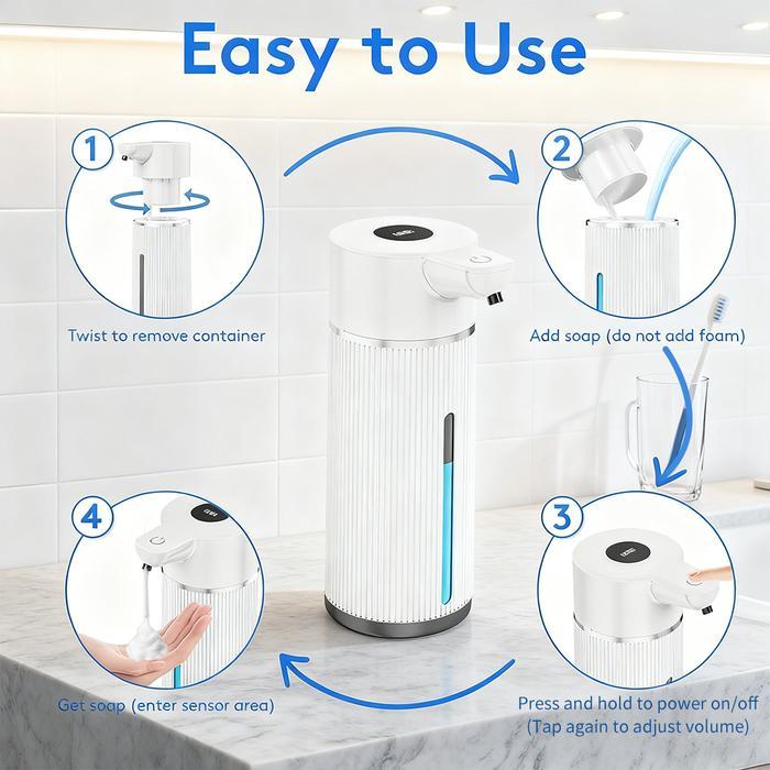 420Ml Automatic Soap Dispenser Waterproof Ipx6 Touchless Smart Hand Soap Dispenser Usb C Rechargeabl
