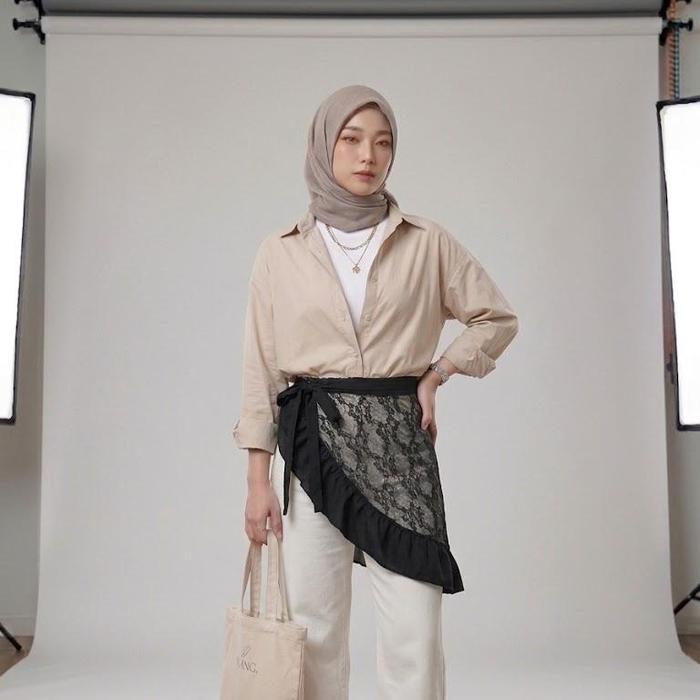 Pola Wear Jemima Lace Layered Skirt - Rok Lilit Brokat Korean Style Viral OOTD