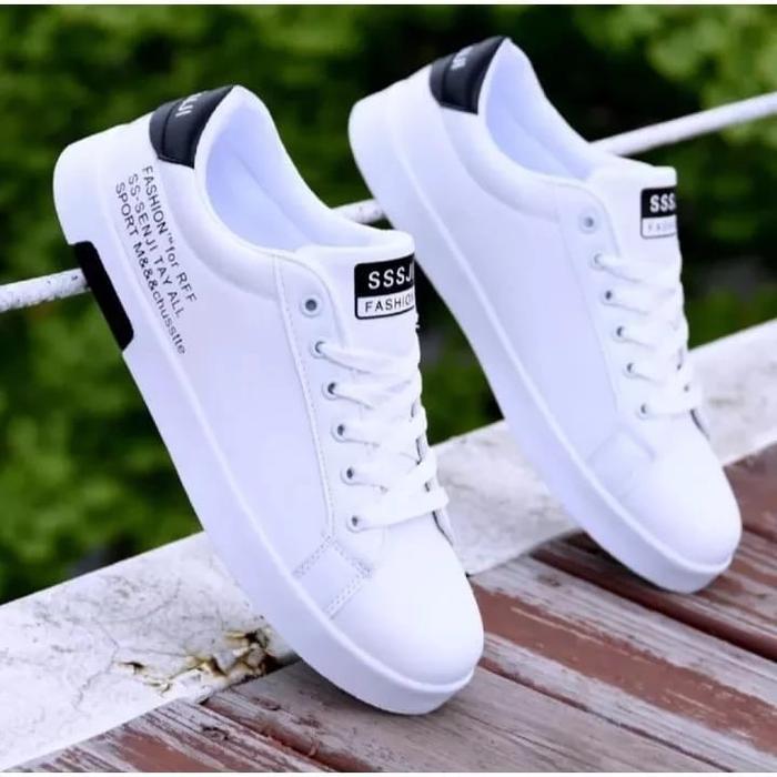 Sepatu Sneakers pria fashion casual ss.senji terlaris Shoes Sport Kasual - SS senji Putih, 37