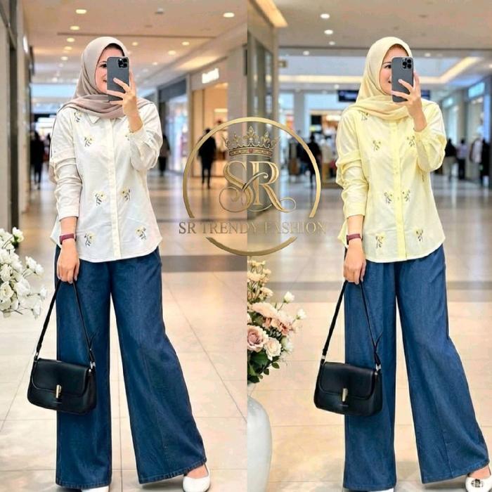 SETCEL KINARA – Set Kemeja Bordir Premium Wanita Fashion Kekinian