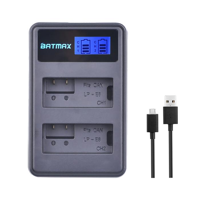 LCD USB Dual LP-E8 LP E8 LPE8 Battery Charger for Canon EOS 600D 650D