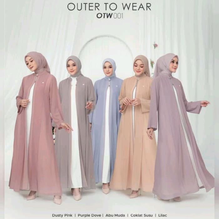 Nibras Outer To Wear OTW 001 Ungu Lilac Abu Muda Coklat Susu Coksu Purple Dove Dusty Pink Pastel Baj