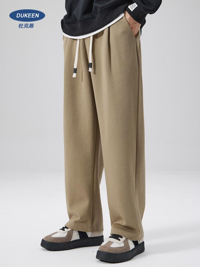 DUKEEN Pique Fabrics Sweatpants for Men Loose Causal Straight Legged Trouse Autumn and Winter Solid
