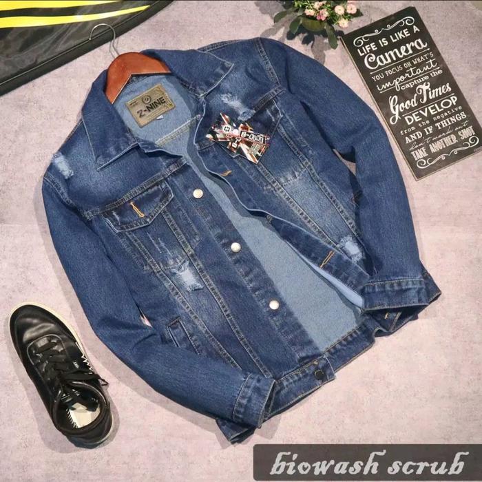 JAKET JEANS Cowok Casual MODEL SOBEK  Nyaman PRIA Distro DENIM COCOK UNTUK MUSIM DINGIN STYLE KEREN 