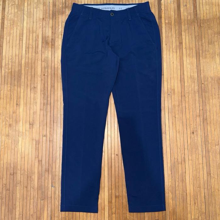UNDER ARMOUR GOLF DESIGNED FOR PERFORMANCE AND COMFORT EMBROIDERY LOGO SLIM FIT DARK NAVY PANTS lulu