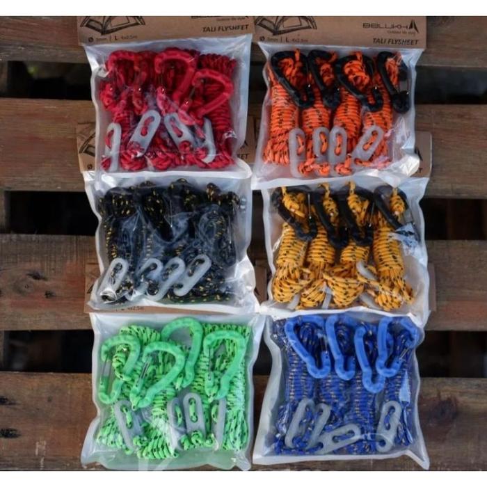 "Jual Produk Tali Flysheet Tenda Tali Guyline Carabiner Isi 4 Set Diameter 3mm ''