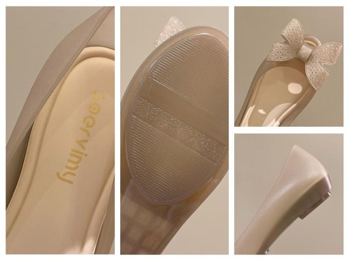 TERJANGKAU Flat Shoes Jelly Ribbon Soervimy Sepatu Wanita Santai Teplek Import Jelly Pita Empuk Lent