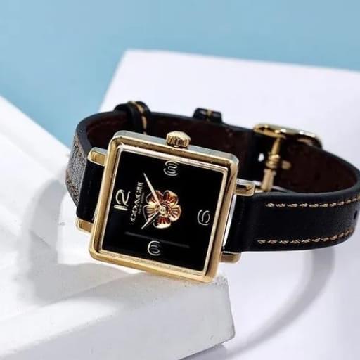 Jam Tangan Coach Butik Leather Kotak Black NUMU.ID